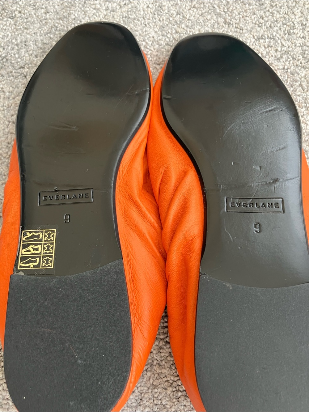 Fabulous Everlane Orange Leather Elastic Ballet Scrunch Flats - Picture 6 of 9